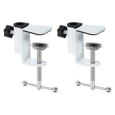 2Pcs 0.47" Mount Dia. Universal C-Clamp Table Lamp Mic Arm Desk Clamp, White