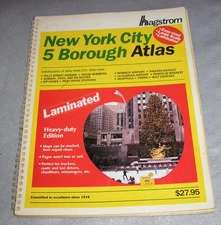 New York City NYC Street Atlas Book Road Maps 5 Boroughs Hagstrom Laminated 1989