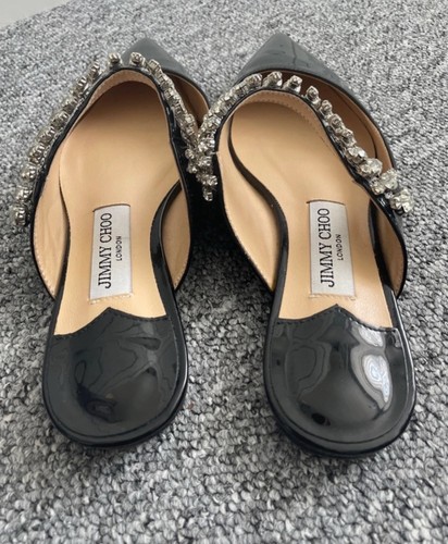 Jimmy Choo Bing Flat Shoes 38 Black Patent With Dust Bag - Picture 8 of 13