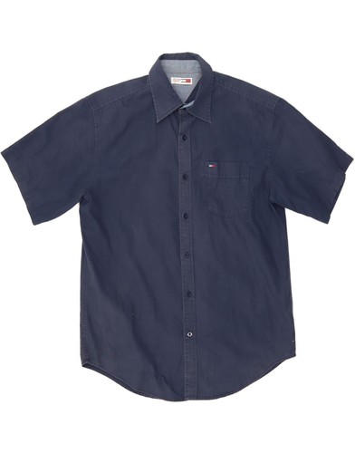 Tommy Hilfiger Herren Kurzarm Hemd Medium Navy Blau Baumwolle TM08