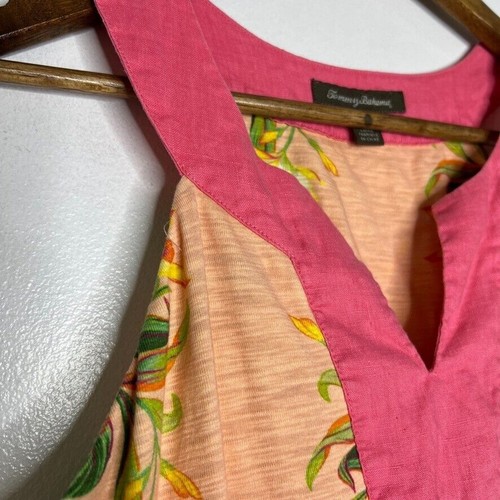 Vestido Tommy Bahama Tropical Floral M Rosa Sin Mangas Cuello en V Verano Viaje - Imagen 3 de 9