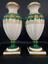 Pair Of Baluster Vases In Porcelain Old Paris Louis-Philippe Era 1840