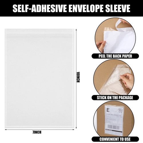 1000 Pcs 7"x10" Packing List Envelopes Clear Self-Adhesive Shipping Label Sle... - Picture 2 of 6