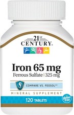 21st Century Iron 65 Mg Ferrous Sulfate 325 Tablets, 240 Count (Pack of 1) 
