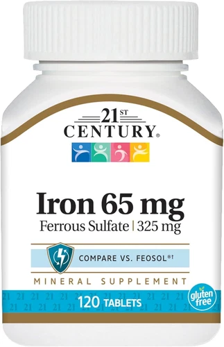 21st Century Iron 65 Mg Ferrous Sulfate 325 Tablets, 240 Count (Pack of 1) 