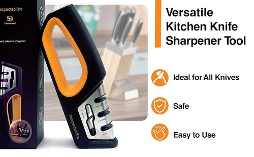 4-in-1 Knife & Scissors Sharpener – Premium Kitchen Blade Sharpening Tool - Picture 9 of 13