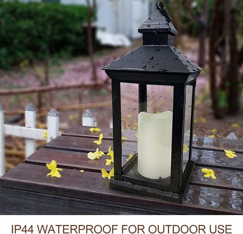 2 Pack 14in Black Decorative Candle Lantern Outdoor Waterproof LED Timer - Picture 4 of 7