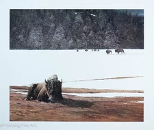 Stunning Morten Solberg Lithograph Winters Chill, Bison Landscape - Fine w/ COA