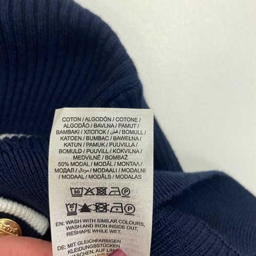 Cárdigan suéter jersey a rayas bretonas acanaladas azul marino GANT para mujer talla XS - Imagen 7 de 12