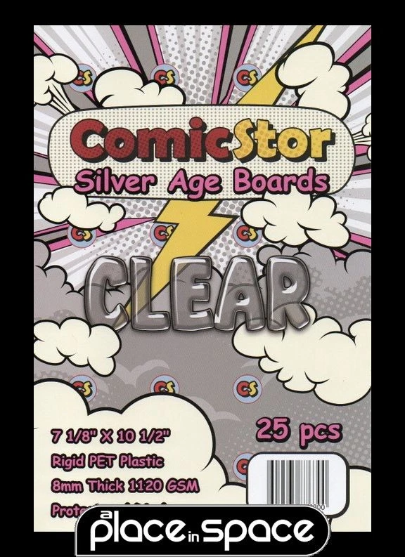 COMICSTOR 25 X SILVER AGE SIZE COMIC CLEAR BACKING BOARD - RIGID, CRYSTAL CLEAR