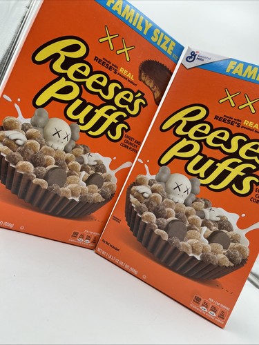 Kaws Reeses Puffs Family Size Cereal Box Limited Edition. Sealed, 2 Pack - Picture 6 of 6