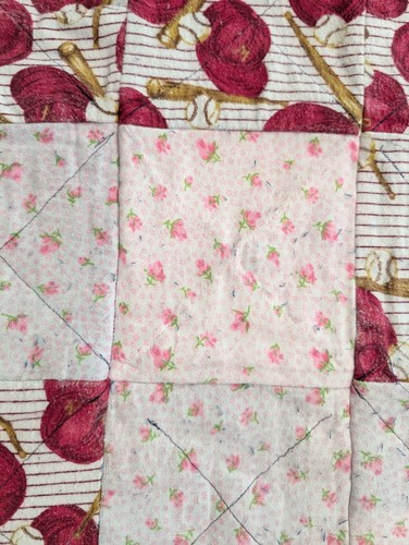 VTG Denim Handmade Rag Quilt Pocket Patch OshKosh Pooh Mickey Toddler Blanket - Picture 23 of 24