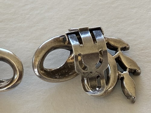 Vintage Sterling Mazer Clip On Earrings - Picture 5 of 9