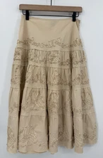 Vintage Wet Seal Skirt Womens XS Beige Y2K Ruffle Layers Boho Festival Hippie