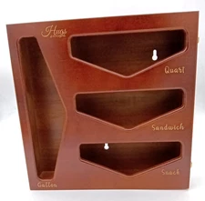 Hugs & Kitchens  Wooden Sandwich Bag Organizer Holder Wall Mount
