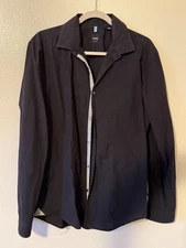 Hugo Boss Dress Shirt Mens Sz L Black/Gray  Slim Fit Button Up Adult Cotton