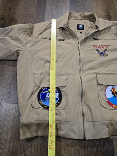 Chaqueta de bombardero The Bradford Exchange U.S. Navy Semper Fortis sarga marrón tostado XL - Imagen 10 de 15