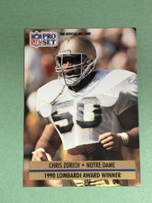 Chris Zorich Rookie 1991 Pro Set Notre Dame Fighting Irish #33 Z705