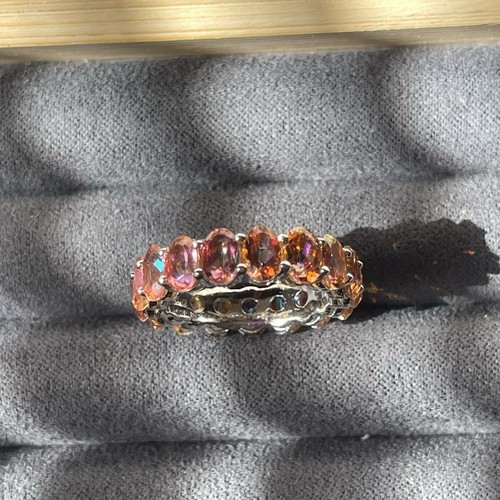 Sterling Silver Sunset Topaz Oval Cut Eternity Ring NEW - STUNNING Colors - 第 19/24 張圖片