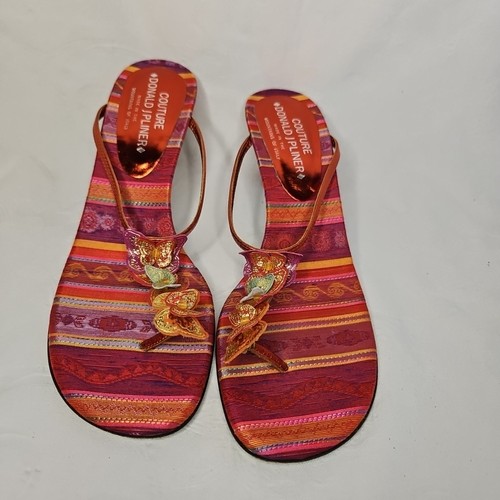 Donald J Pliner hochhackige Damen-Sandalen 9,5 rot Schmetterling Southwest  - Bild 1 von 10