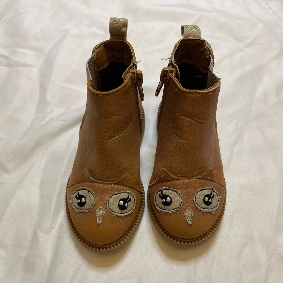 Toddler girls Wonder Nation size 7 brown cat booties - Image 2 of 4
