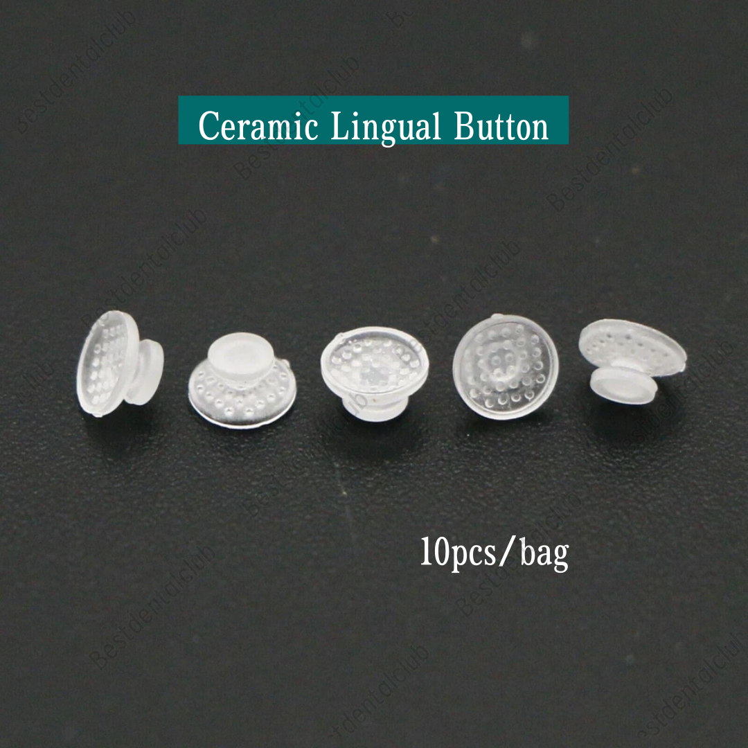 100Pcs Orthodontic Dental Ceramic Lingual Button Bondable Round
