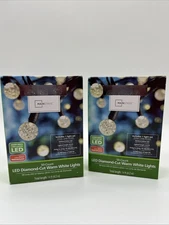 Lot Of 2 Mainstays 50 Count Led Diamond Cut Warm White 