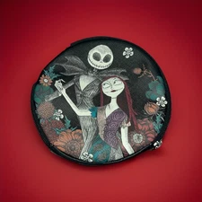 Nightmare Before Christmas Zipper Round Cosmetic Bag Makeup Bag Jack Sally