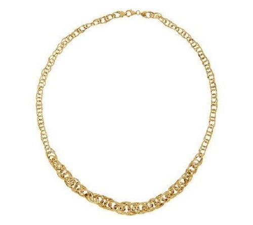 18" 20" Bold Oval Woven Graduated Singapore Chain Necklace 14K Yellow Gold QVC - Picture 3 of 4