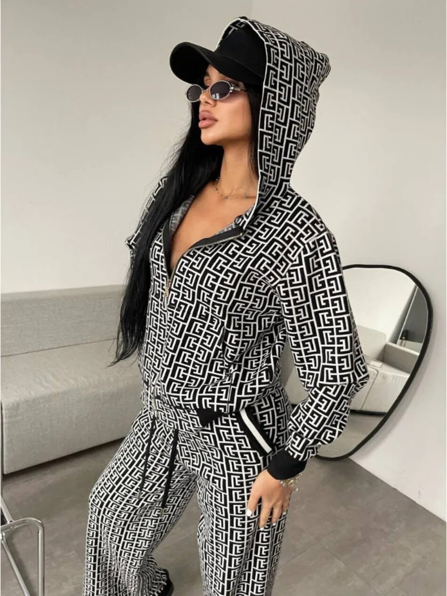 2 Piece Sets Women Outfit Autumer Winter Tracksuit Leg Pant Sets Suit Office