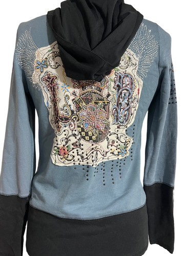 Libertalia Girls Zipper Hoodie Med Vintage Patch Work With Lots of Embellissment - Picture 6 of 19