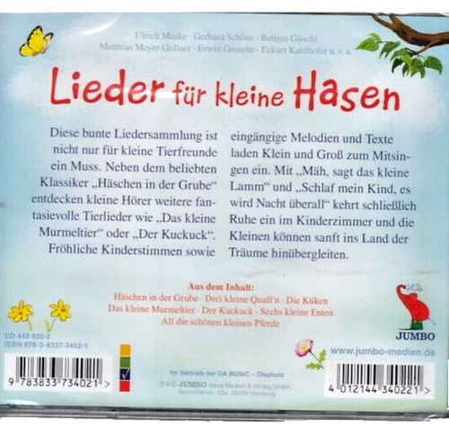 Lieder für kleine Hasen Kinderlieder CD Gerhard Schöne Ulrich Maske uvm. Neu - Picture 2 of 2