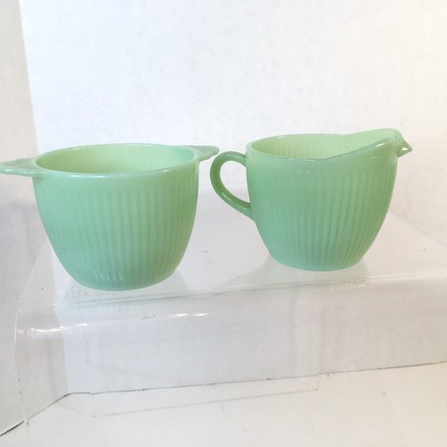 Juego de crema y azúcar Fire King Jadite/Jadeite/Jade-ite Jane Ray - sin tapa - Imagen 1 de 10