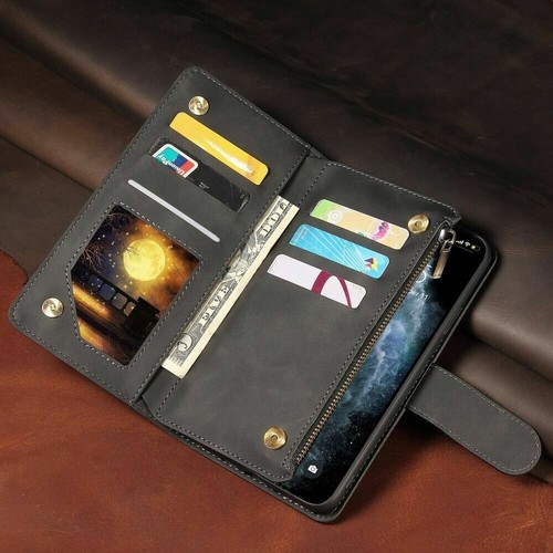 Leder Flip Case für iPhone 16 12 13 Pro Max Magnet Kartenfächer Wallet Cover - Bild 10 von 44
