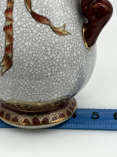 Toyo China Decorative Pitcher 6 Cup Scroll And Ribbon Crackle Glaze Finish - Picture 12 of 14