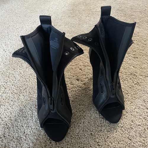 Alexander Wang x H&M Freja stivaletti tacco taglia 6 nero neoprene scamosciato - Foto 3 di 12