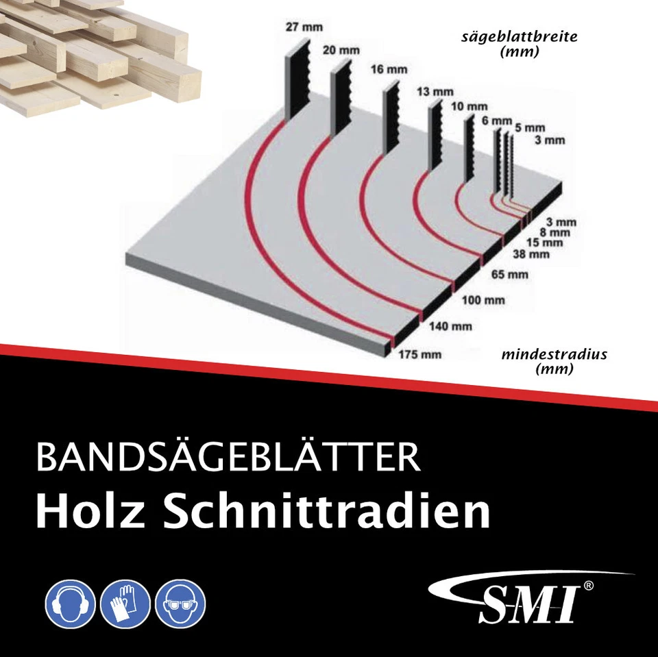 3er SET SMI Holz Sägeband 1810 x 6 x 0,4 mm 6 ZpZ Bandsägeblatt Metabo - Bild 2 von 4