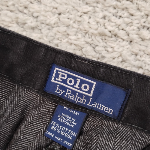 Pantalones Polo Ralph Lauren De Colección Para Hombres 34x30 Gris Preppy Lana Trabajo Oficina Chino - Imagen 7 de 11