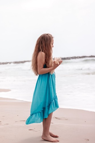 Girls High Low Ruffle Boho Dress. Beach Photos, Vacation, Cruise, Resort Dress. - Picture 2 of 42