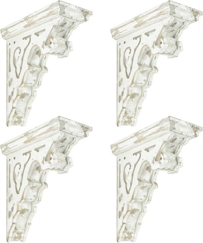 Antique White Decorative Corbels Set of 4 - Stylish Floating Shelf Support - Picture 3 of 9