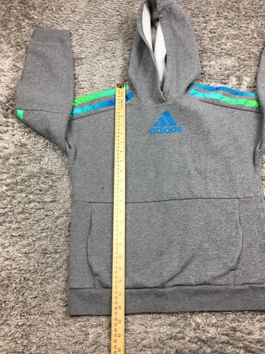 Adidas Hoodie Boys Size Large Blue Green Striped Front Logo - Picture 8 of 13