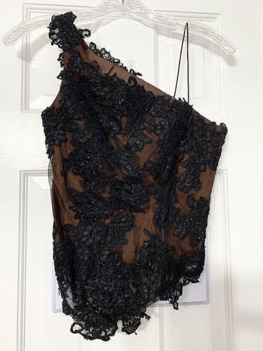 Ballkleid Hochzeit - zweiteiliges langes Spitzentop und Spitzenrock braun - Bild 4 von 7