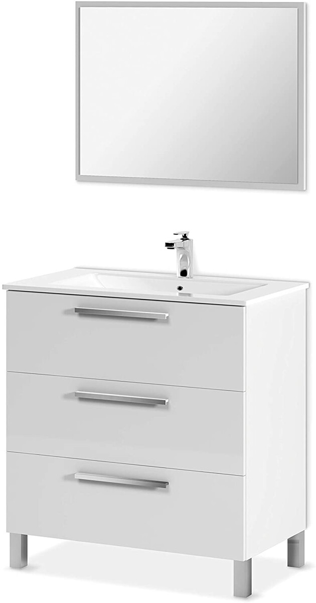 Mueble lavabo de Baño o Aseo con 3 cajones y espejo, en...