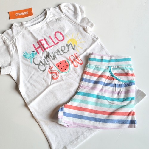 Gymboree sz 7-8 Mix n Match Hello Summer Watermelon Tee Striped Shorts Set NWT - Picture 2 of 3
