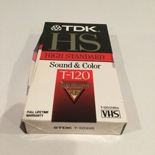 TDK HS T-120 High Standard Video Tape VHS, Sealed New Up to 6 Hours Recording
