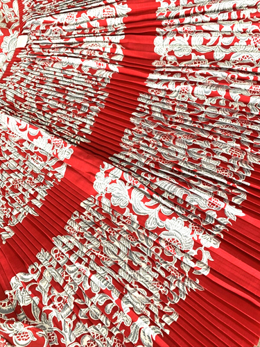 NUEVO acordeón plisado vintage años 40 50 DELANTAL ROJO cocina con etiqueta ~ Nuevo de Lote Antiguo - Imagen 1 de 9