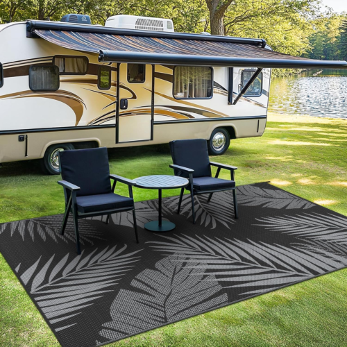 Outdoor Rug 4' X 6' for Patio Waterproof Clearance, Reversible Indoor Outdoor Pl - Picture 4 of 12