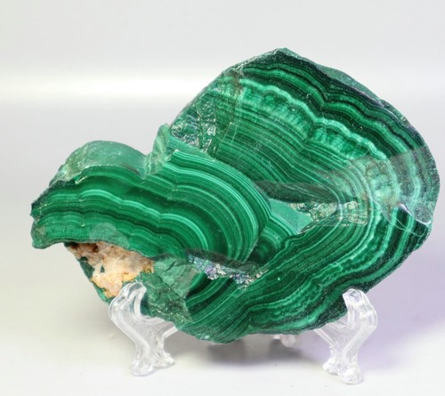 172g Natural Polished Malachite Gem Quartz Crystal Slice Mineral Specimen Stand - Picture 10 of 15