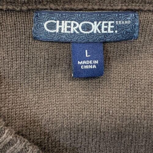 L Cherokee Brand Mens Sweater striped Brown Vtg New 100% Cotton skate school - Picture 2 of 7