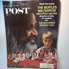 The Beatles And Mia Farrow, Saturday Evening Post May 4 1968.    G-1